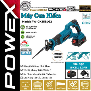 Máy cưa kiếm POWEX PW-CK25BLG2 – 1800W mạnh mẽ, tốc độ cắt 3200/phút, động cơ không chổi than