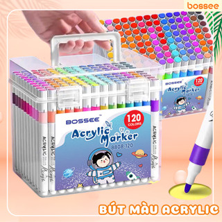 Hộp 24/36/48/60/80/120 Bút Màu Acrylic Marker, Bút Màu Sơn Mực Tươi Sáng, Bền Màu, Có Quai Xách