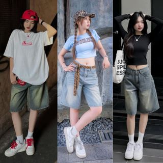 Quần Lửng Ngố Short Jean Nữ Form Rộng Suông Cạp Cao MIAA Chất jean cao cấp Bigsize