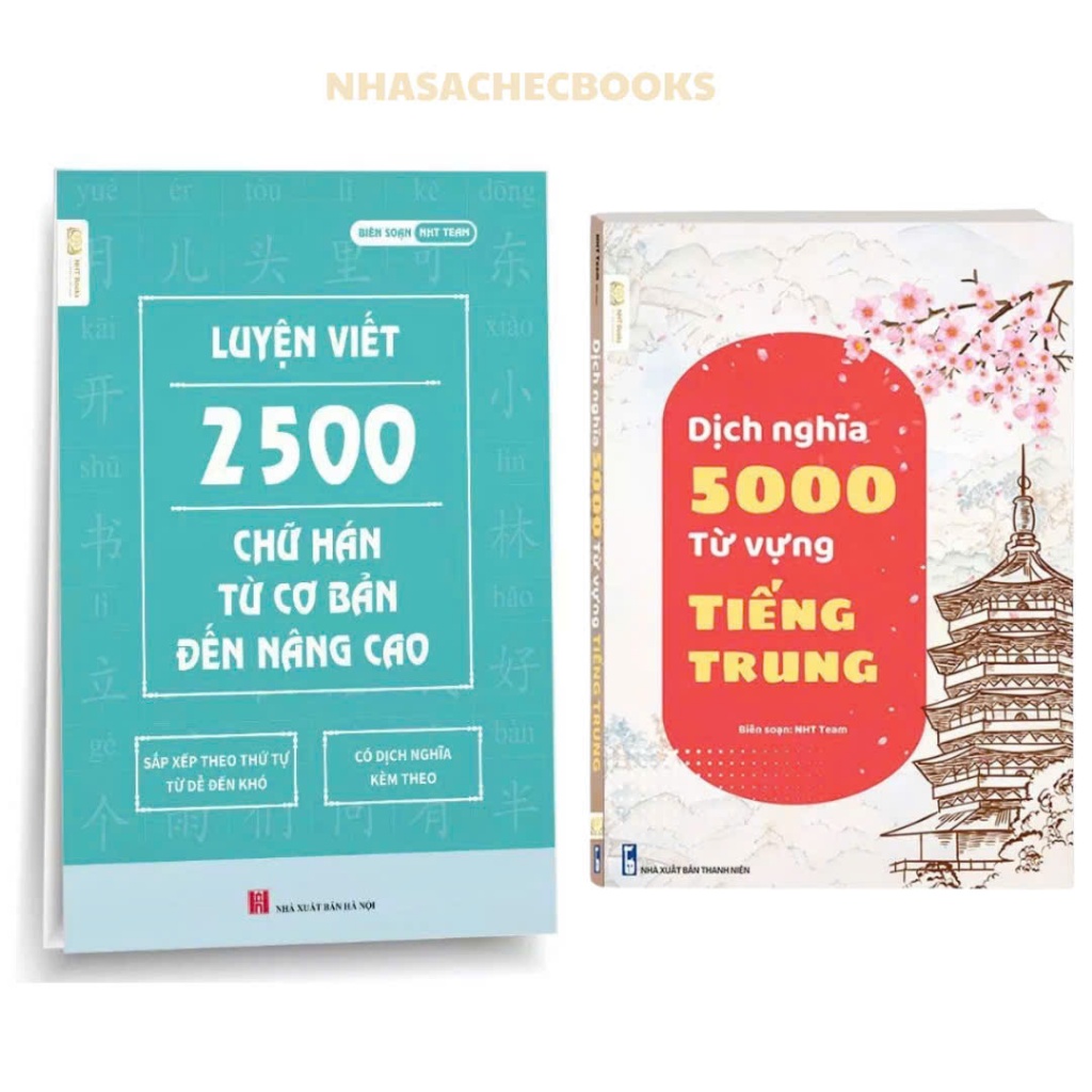 Combo Sách Luyện Viết 2500 Chữ Hán Kèm Sách Giải Nghĩa 5000 Từ Vựng Tiếng Trung