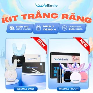 Kit trắng răng Smilekit, Wesmile cao cấp -  Máy tẩy trắng răng không ê buốt, giúp răng trắng sáng, chắc khỏe