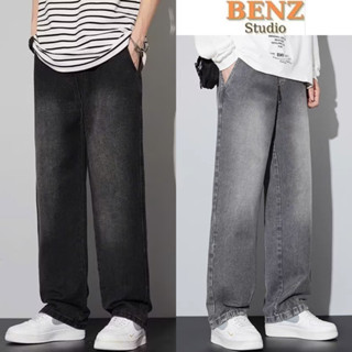 Quần Jean Đen Nam Xanh RETRO Ống Rộng Dáng Suông Chất Vải Dày Dặn Màu Wash Xám Trầm SMOKE V.1