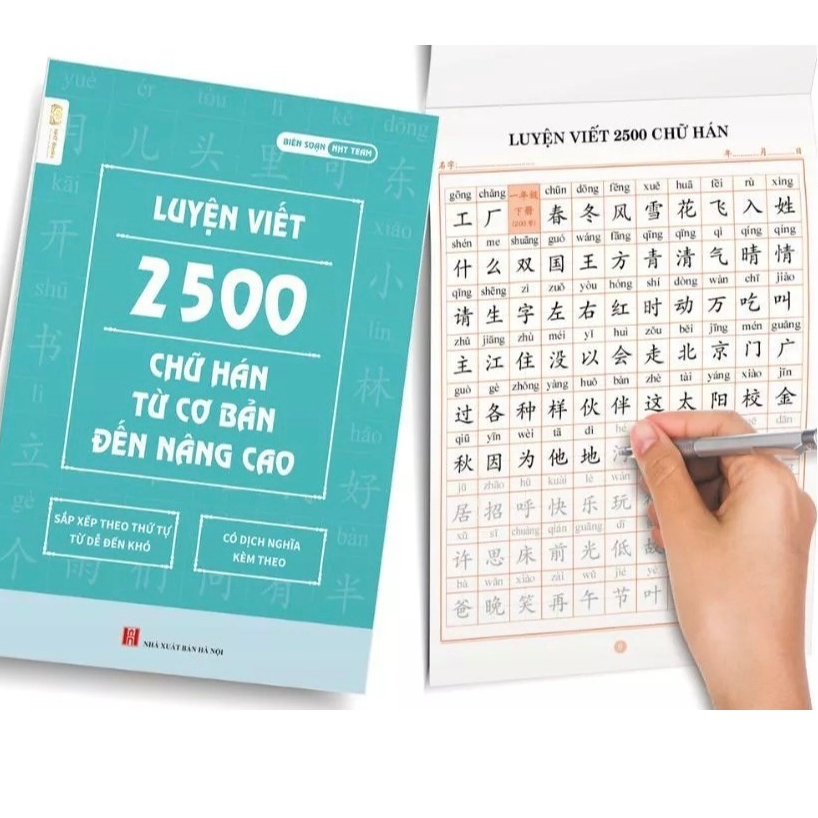 Sách Luyện Viết 2500 Chữ Hán Từ Cơ Bản Đến Nâng Cao