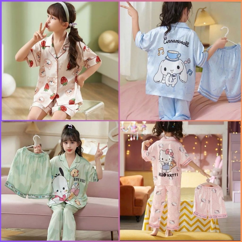 [08-45kg]Đồ Bộ Pijama cho bé 9-45kg, trẻ em, vải lụa Latin Siêu Xinh
