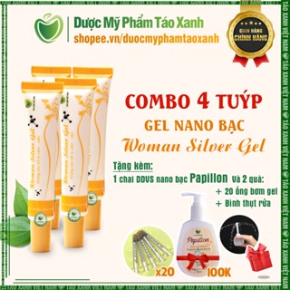  Combo 4 tuýp gel nano bạc phụ khoa Woman Silver Gel Táo Xanh - Kèm 3 quà tặng - Có che tên 