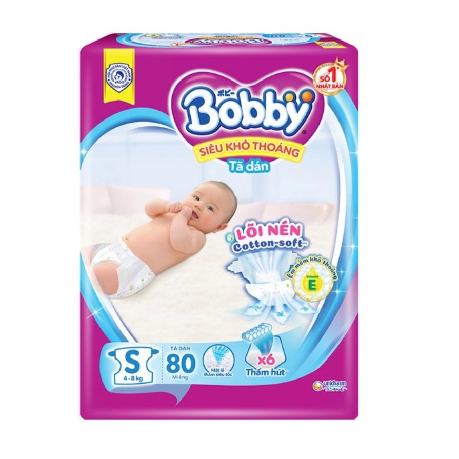 Tã Dán Bobby S54+ Miếng/ S80+ Miếng cho bé 4 - 7kg