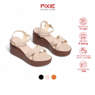 Giày Sandal Nữ Đế Xuồng Quai Chéo 7cm Pixie P207