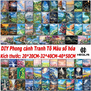 【Bao bì hộp màu Phong cảnh Tranh Tô Màu số hóa 20X20CM/32X40CM/40X50CM Trang bị đầy đủ kèm combo dụng cụ-Quà tặng lễ hội