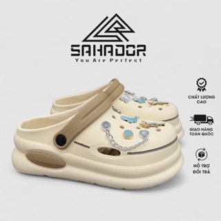 Dép sục bánh mì nữ đế cao 6cm Sticker 3D cute có lỗ thoáng khí chất liệu EVA chống trơn trượt D7791