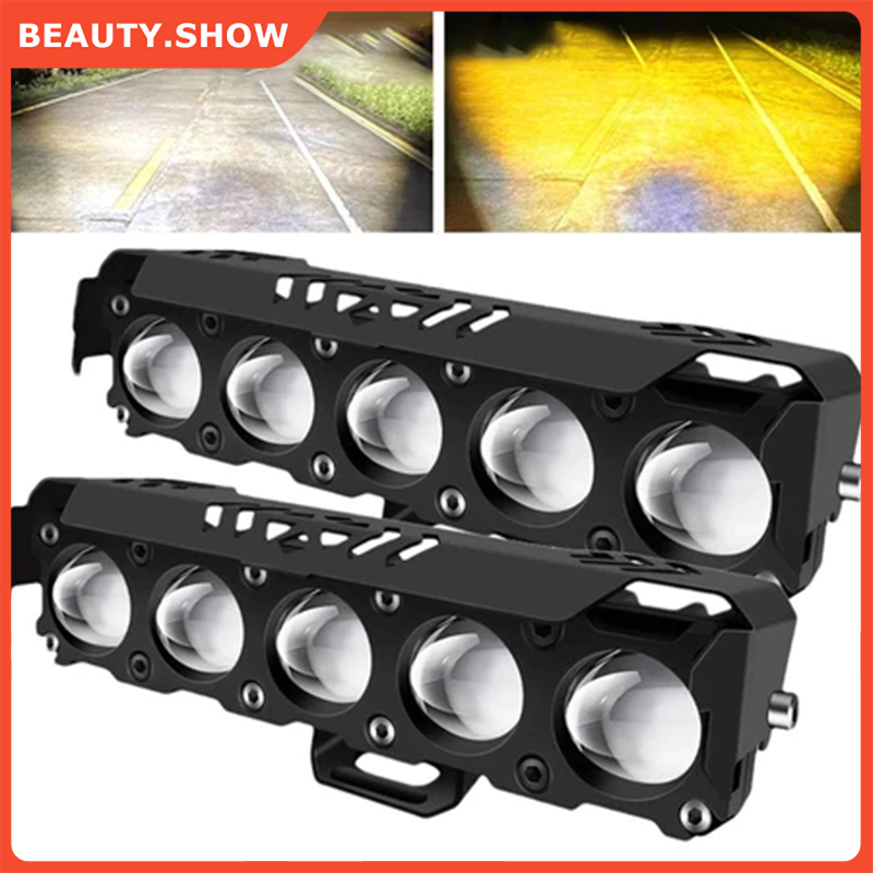 🥇FREESHIP🥇Đèn LED Xe Máy Đèn LED Trợ Sáng 4/5 Mắt Bi Cầu 3 Chế Độ Pha Trắng-Cos Vàng Siêu Sáng Dùng Chung Điện Áp 12/24V