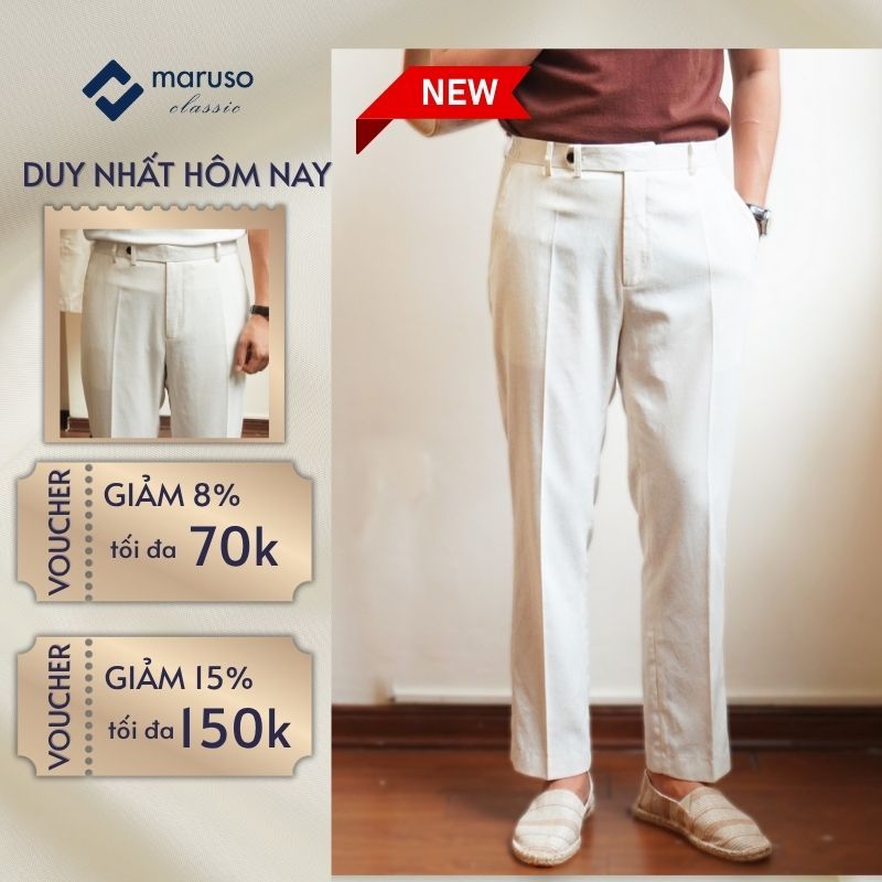 Quần Classic Linen màu beige Ivory