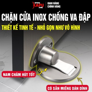 Chặn cửa vô hình KAPU Inox dán sàn tặng kèm miếng dán và ốc vít hít,nam châm hít mạnh