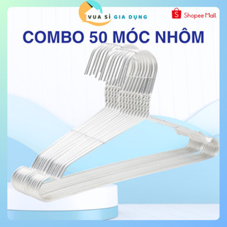 Combo 50 Móc nhôm treo quần áo người lớn, móc phơi đồ nhôm cao cấp, móc treo quần áo