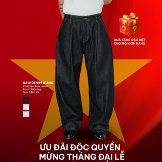 Quần jeans nam B Brown vải raw denim form wide leg ống rộng có xếp li - Wide Leg Jeans Raw Denim B Brown