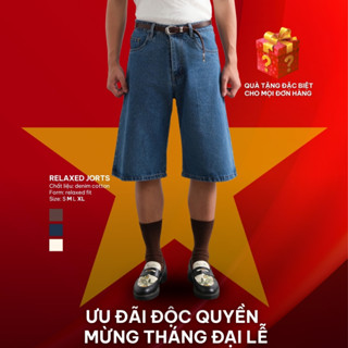 Quần shorts jeans B Brown thiết kế cạp vừa dáng lửng ống rộng - Peter Relaxed Jort Denim Basic