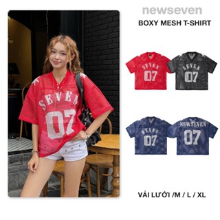 Áo thun jersey lưới cổ V NEWSEVEN Boxy Mesh T-shirt NAT.455