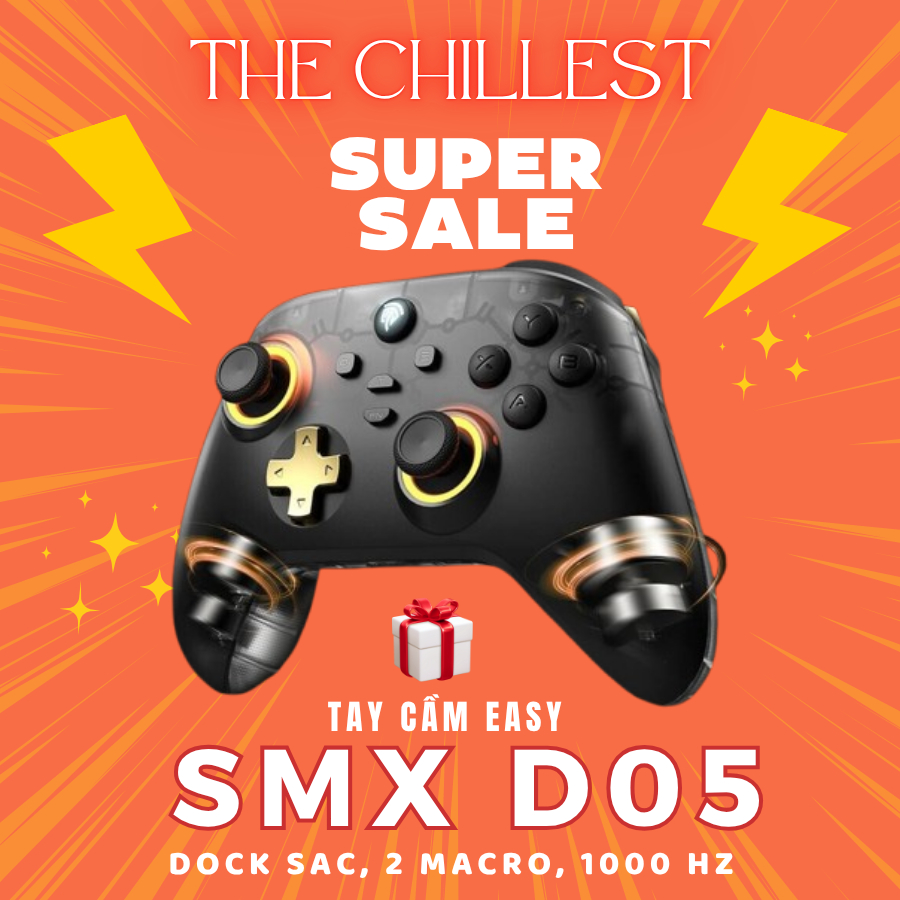 [BẢO HÀNH 12T] Tay cầm chơi game EasySMX D05, Dock sạc đi kèm, Hall Effect Joystick, Kết nối có dây 