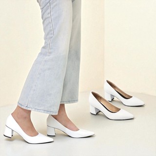 Giày Cao Gót Đế Vuông 5cm Mũi Nhọn Basic Pixie P055