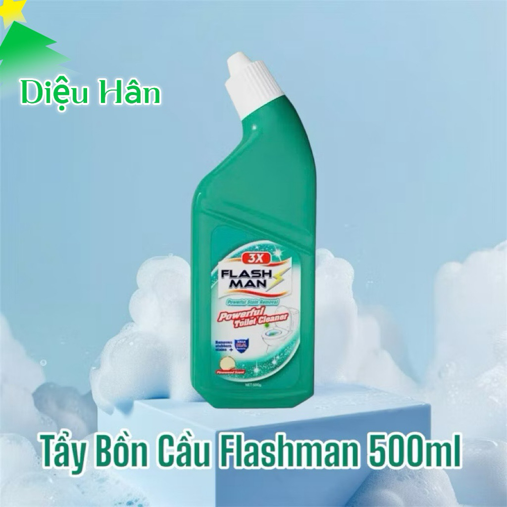 [01 Chai] Nước Tẩy Bồn Cầu Flashman 500ml, Khử Mùi - Khử Khuẩn Hương Gỗ Thông