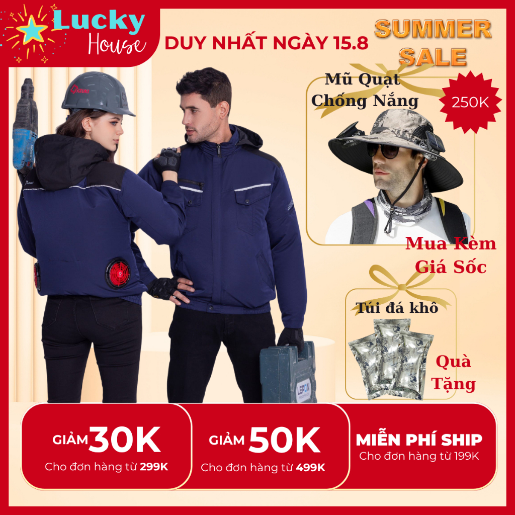 Áo Điều Hòa Nhật Bản JAPAN Dung Lượng PIN 98.000 MAH,25V Gắn Quạt Gió Siêu Thoáng Mát, Chống Tia UV