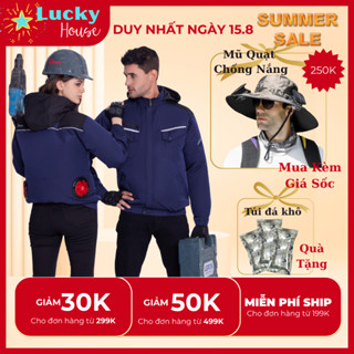 Áo Điều Hòa Nhật Bản JAPAN Dung Lượng PIN 98.000 MAH,25V Gắn Quạt Gió Siêu Thoáng Mát, Chống Tia UV