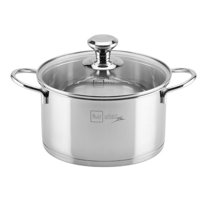 Nồi Inox 316 3 Đáy Fivestar Nắp Kính – Dùng Bếp Từ – An Toàn Sức Khỏe – Size 16/18/20/22/24cm – BH 25 Năm