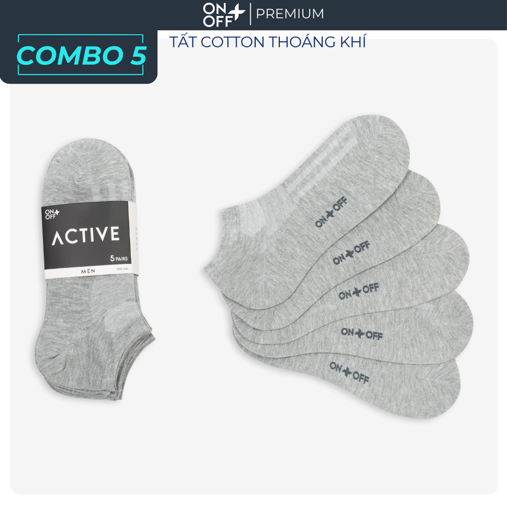 Combo 5 đôi tất nam không cổ cotton ONOFF basic mềm mỏng nhẹ thoáng khí - 18AP23A005