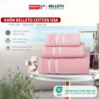 Khăn tắm, khăn gội/mặt, khăn tay H5S BELLETO Cotton USA siêu thấm hút & mềm mịn cho người lớn, khăn đi du lịch, spa, gym