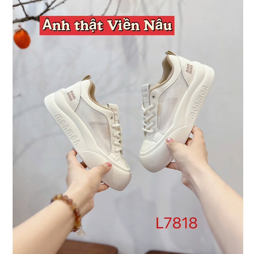 SẴN HÀNG_(S165) Giầy thể thao nữ phối lưới thoáng khí đế cao 5 phân hàng Quảng Châu (Mã L7818)