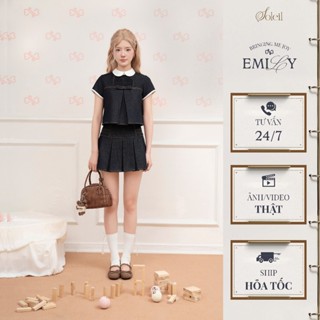  Set Váy Denim Nữ Thiết Kế SOLEIL Cổ Sen  Phối Trắng Xinh Xắn Dáng Chuẩn Hàn Quốc INDIGO SET - SET33 