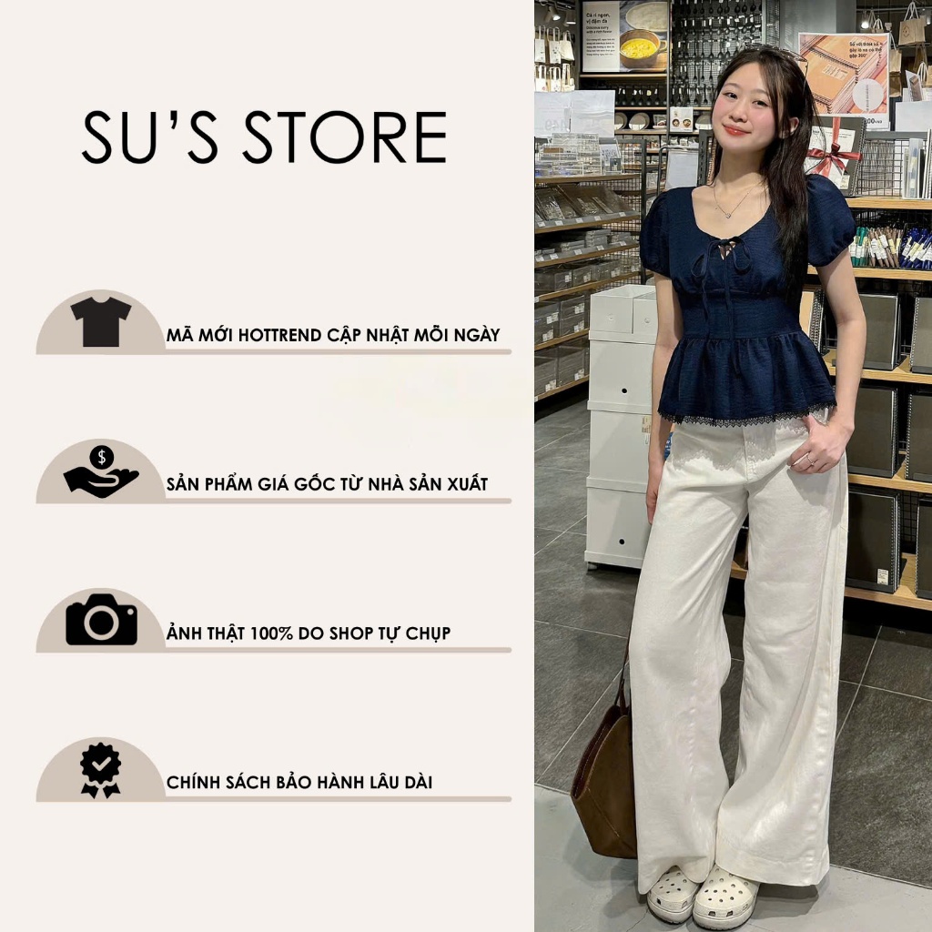 Áo Kiểu Nơ Buộc Bo Eo Tay Bồng Pha Ren A3117 Su Chang Thời Trang Nữ Bigsize | BigBuy360 - bigbuy360.vn