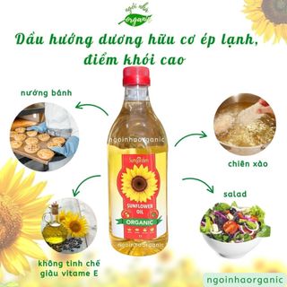 Dầu hướng dương ép lạnh hữu cơ SUNGARDEN Organic Sunflower Oil 1L - không tinh chế, điểm khói cao, nấu ăn chiên xào