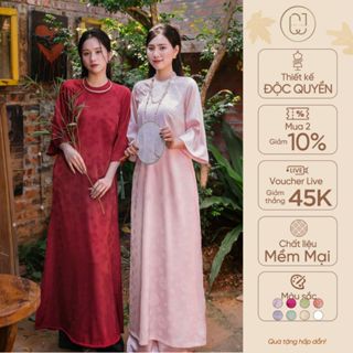 Áo dài cách tân nữ lụa gấm tay lỡ cổ tròn Thanh Chi duyên dáng trẻ trung CayLeo Design - TC709