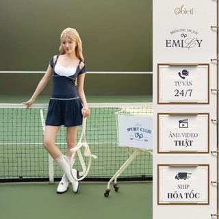 Váy Đầm Tennis Thiết Kế SOLEIL Màu Xanh Navy Phối Trắng Khoét Vai Uyển Chuyển Phong Cách Sporty - NOVA SET VD147