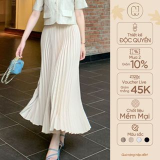 Chân váy dài nhẹ nhàng xếp ly dáng xoè 90cm thướt tha thanh lịch CayLeo Design - Min642