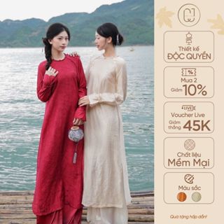 Áo dài cách tân nữ Vũ Tranh tơ tằm cao cấp tay dài duyên dáng CayLeo Design - VT802