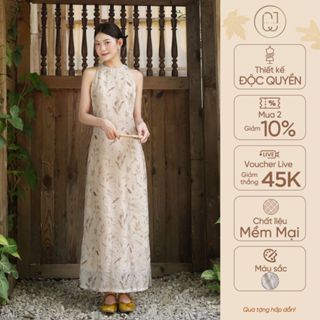 Váy dài nhẹ nhàng tơ hoạ tiết dáng suông dài có xẻ tà phong cách truyền thống CayLeo Design - DD1017