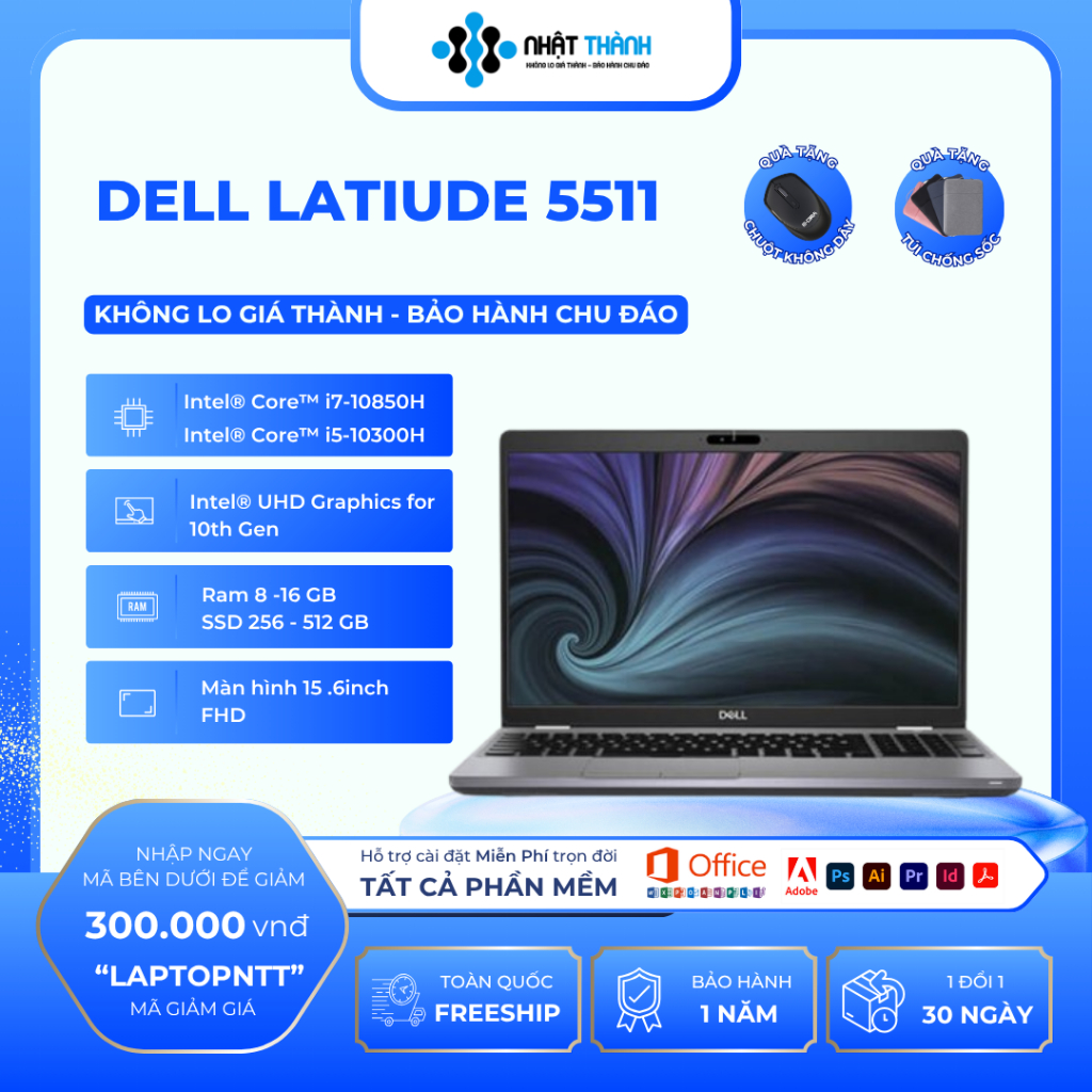 Laptop Dell Latitude 5511 Intel Core i7-10850H | Ram 16GB | SSD 512GB GeForce MX250 | Laptop Nhật Th