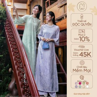 [KOL] Áo dài cách tân nữ Thanh Chi Lụa Gấm Hoa tay lỡ cổ tròn CayLeo Design - TC709