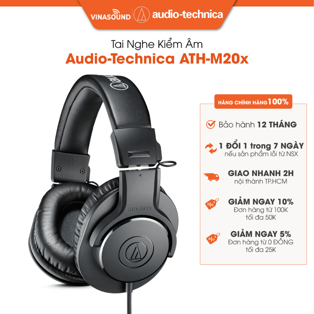 Tai Nghe Kiểm Âm Audio-Technica ATH-M20x Chính Hãng | Headphone Closed-Back Chất Âm Trung Thực Cho M