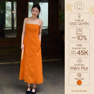 Đầm 2 dây dáng dài maxi CayLeo Design chất đũi cao cấp mềm mại - Min620