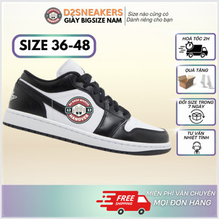   44 đến 48,5  Giày sneaker nam da trơn đen thấp cổ – đệm chân êm dễ vệ sinh form ôm gọn thoáng chân 