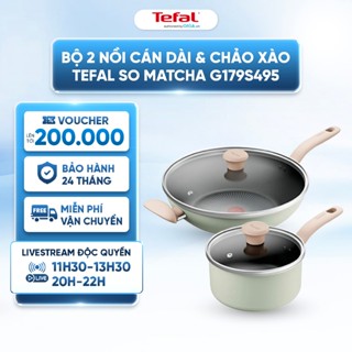 Bộ 2 nồi cán dài & chảo xào chống dính đáy từ Tefal So Matcha G179S495 - 18/28cm - Tay cầm chống bỏng - BH 24 Tháng