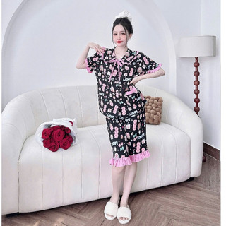 Đồ Bộ Lửng Lụa Cổ Sen Siêu Xinh Bigsize 50-100kg