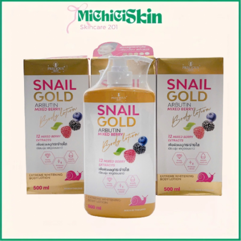 [MICHICI Skin] Sữa Dưỡng Thể Trắng Da Snail Gold Arbutin Body Lotion Dưỡg Trắng Body 500ml