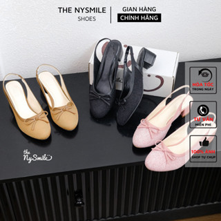 Giày nữ BIG SIZE ( 35 - 40 ) Giày Cao Gót 3P đính nơ, giày nữ công sở dễ thương - THENYSMILE - AUDI