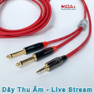 Dây Thu Âm, Live Stream 2RCA/6.5mm to 3.5mm vào Điện Thoại Chất Lượng Cao,Mạch Lọc Âm Thanh, Ferrites Chống Nhiễu Sôi Ù