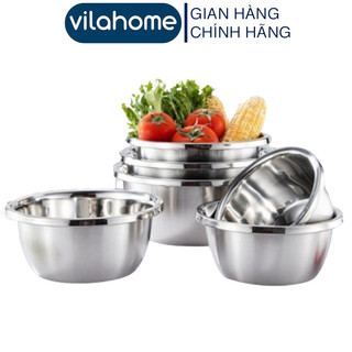   6 Cỡ  Thau Inox Sâu Lòng Vilahome Chậu Rửa Đựng Đa Năng Đa Dạng Kích Thước Sáng Bóng Bền Đẹp 