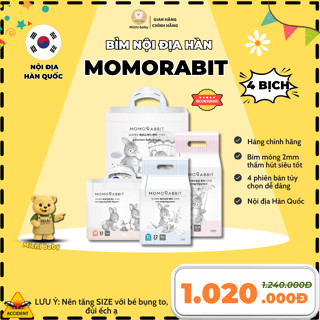 Michibaby- 1 THÙNG 4 BỊCH- Bỉm MOMORABBIT Hàn Siêu Mỏng Thấm Hút Tốt - MC3481