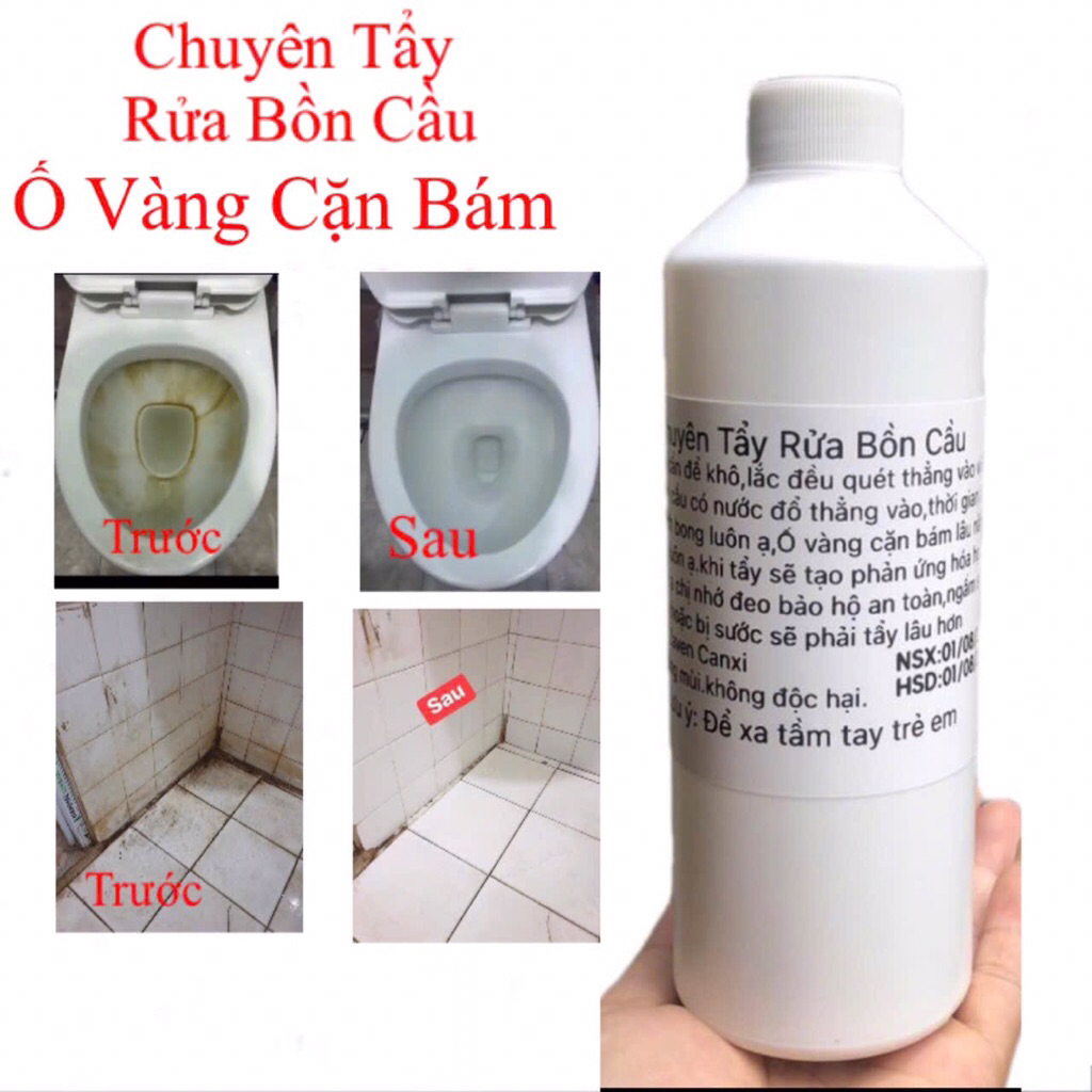 Chuyên Tẩy Rửa Bồn cầu ố Vàng, Tẩy Cặn Canxi men sứ, nhà tắm, nhà vệ sinh( Tẩy Siêu Mạnh ) Tẩy Là Sạch Trắng Như Mới